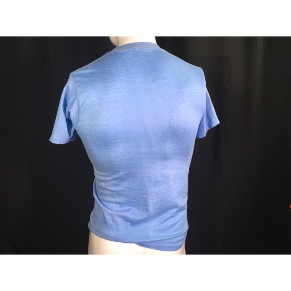 Worlds Greatest Athlete VTG T Shirt Iron On Graphic Small Light Blue 1980s - Picture 3 of 4